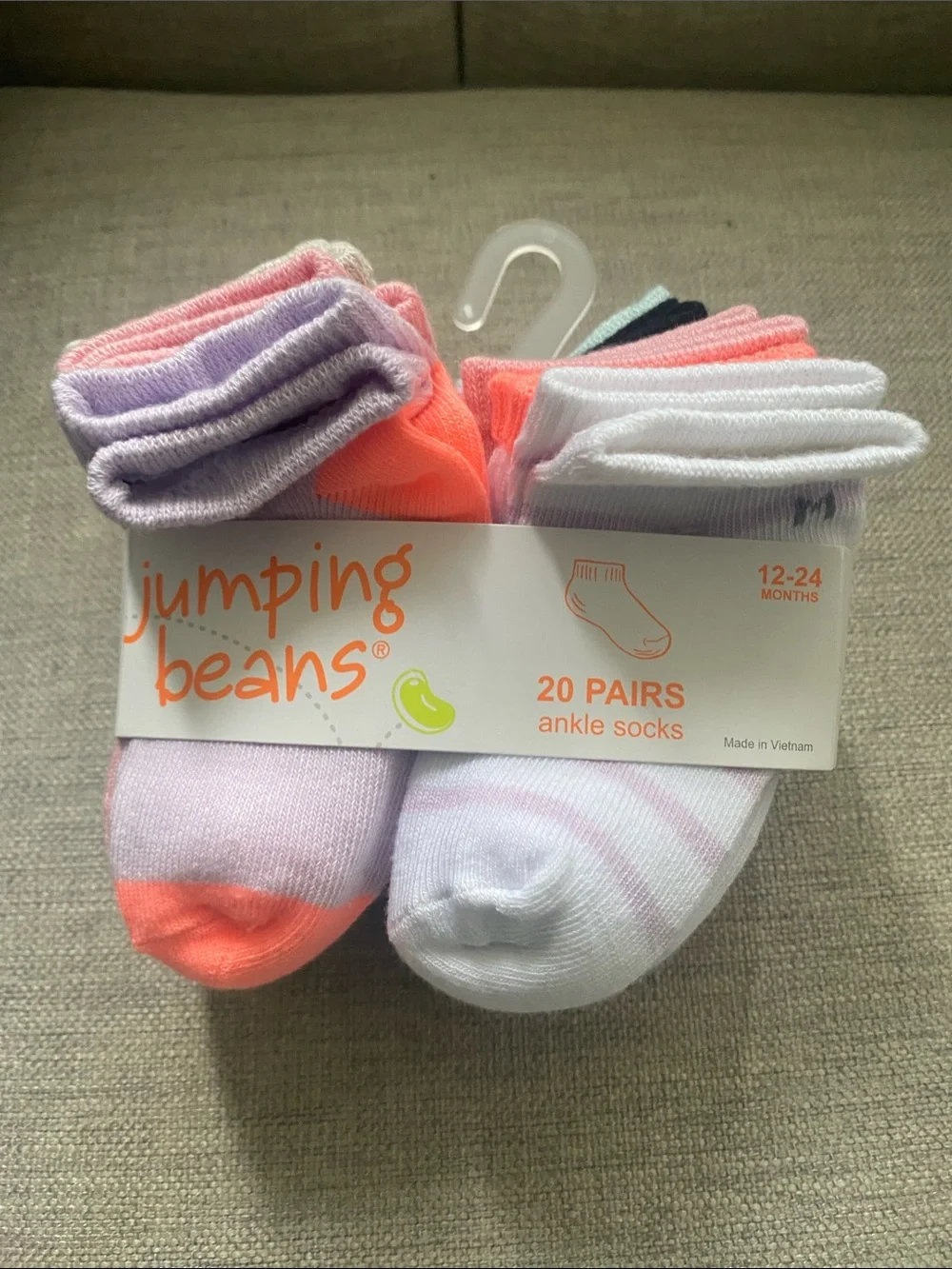 jumping beans Baby Ankle Socks - Purple, Pink, White, Orange